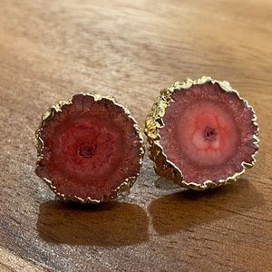 Natural Agate Quartz Stud Earrings